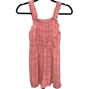 BP Smocked Romper Women's Baby Pink Geodot Plaid, XS, NWT